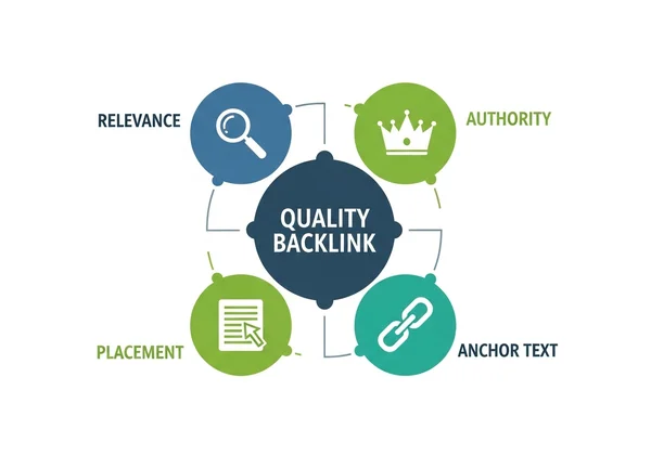 Infographic showing key attributes of a quality backlink